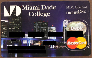 Photo of a student's Higher One card.