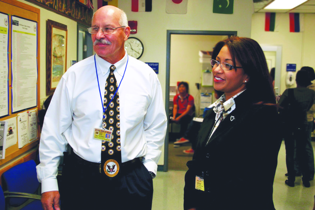 E. Carter Burrus and Sandra Martinez in the Honors College lounge.