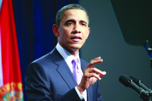 President Obama giving a speech.