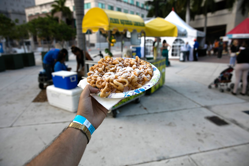 Funnel cake was one of the snacks sold at the Miami Book Fair.