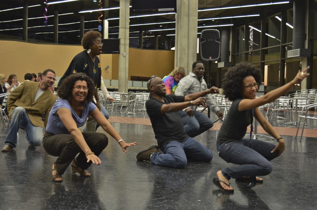 Students acting silly.