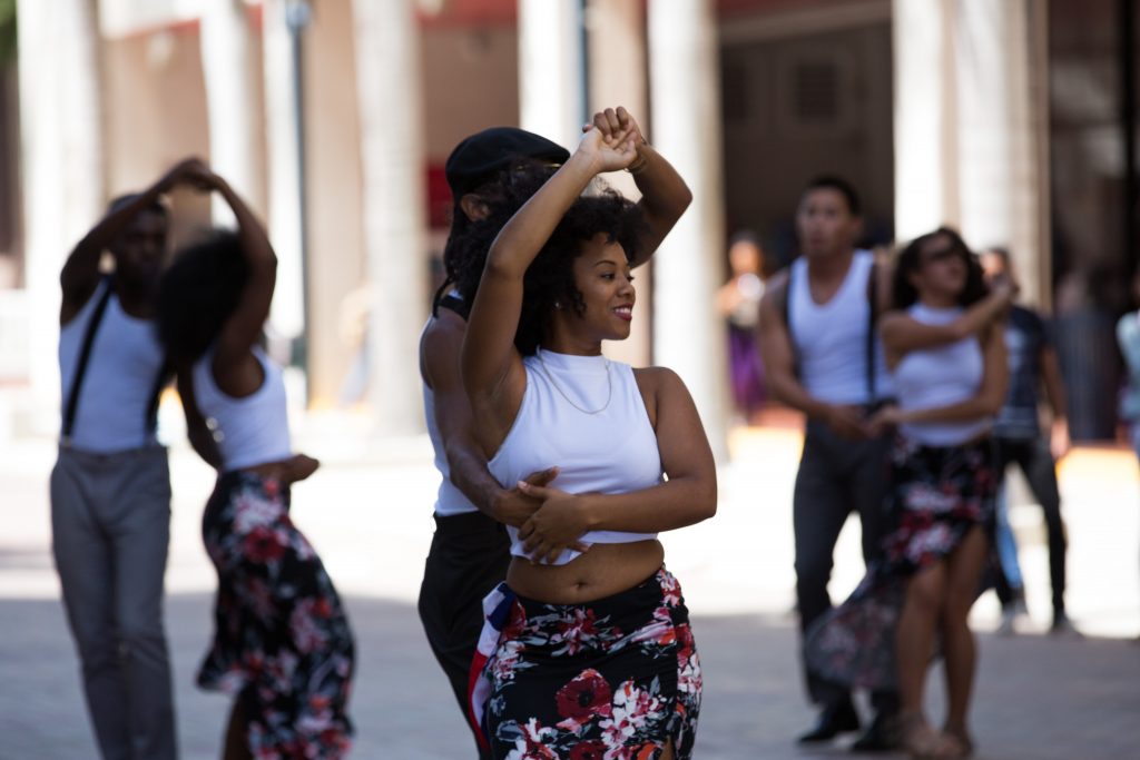 Dancers performing in Kyriakides Plaza.