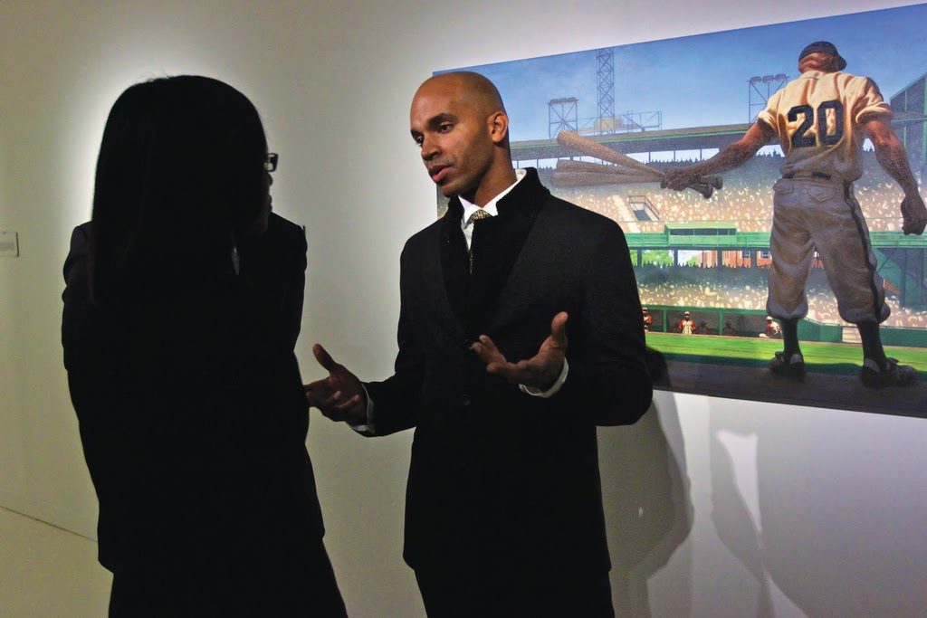 Artist Kadir Nealson being interviewed.