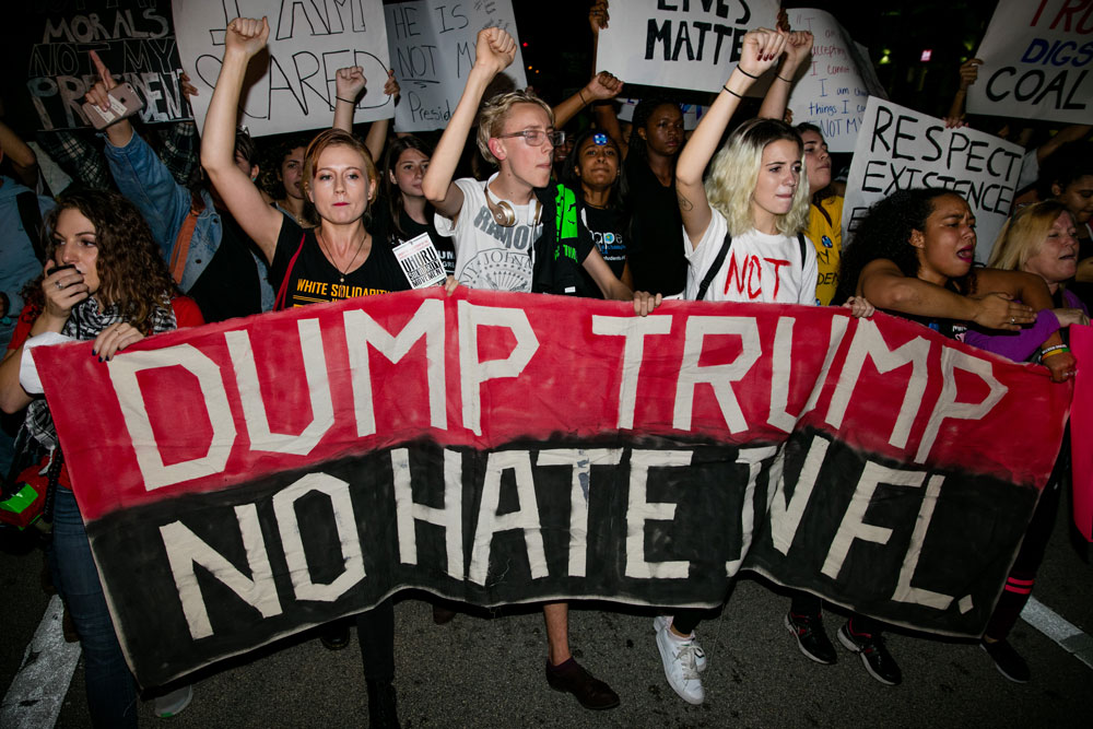 Protest down the street.