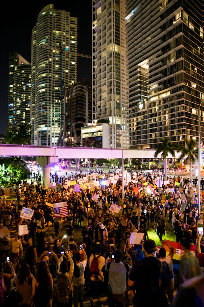 Protest in downtown Miami.
