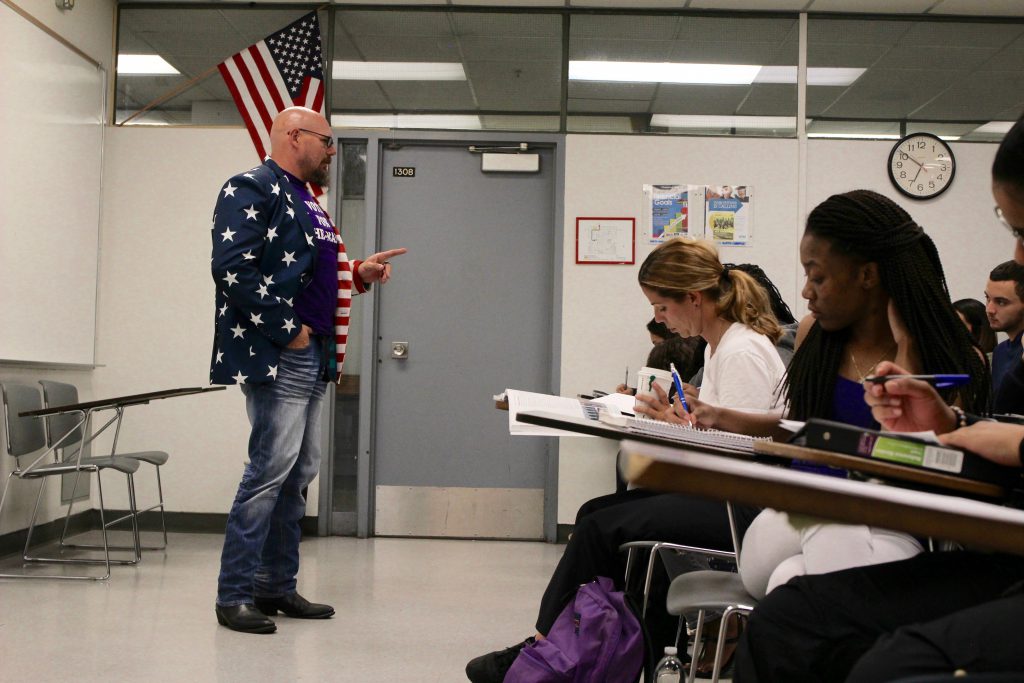 Christian Schlaerth giving a lecture to one of his classes.