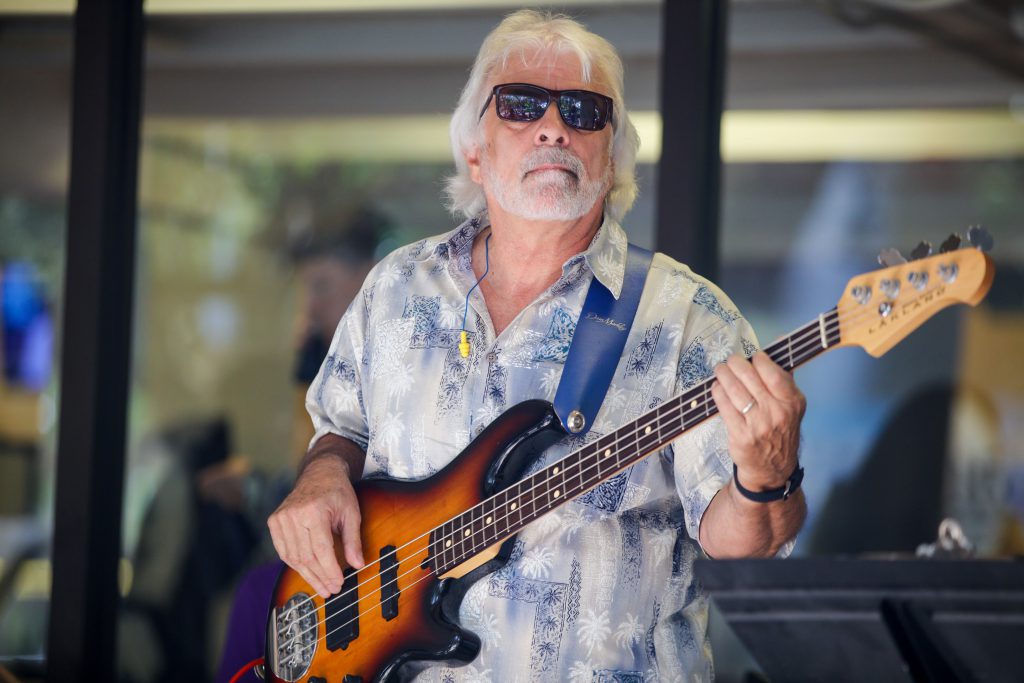 Matthew Bonelli playing the bass.
