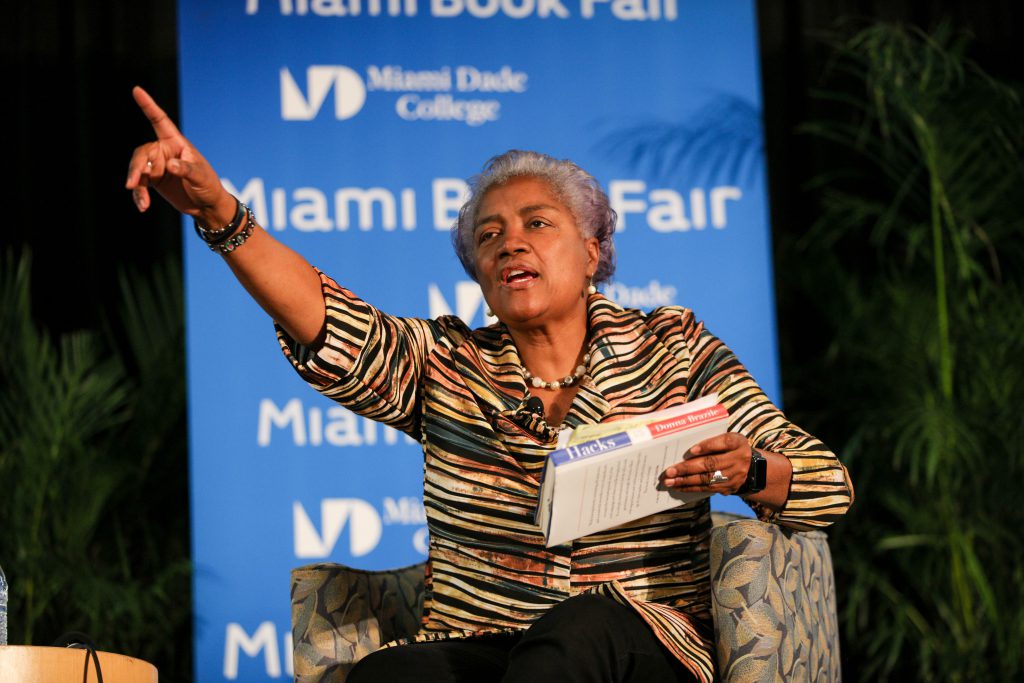 Donna Brazile speaking at the Miami Book Fair.