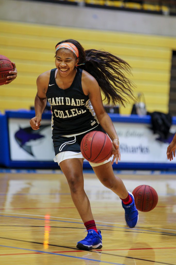 Ganette Chism on the court during practice.