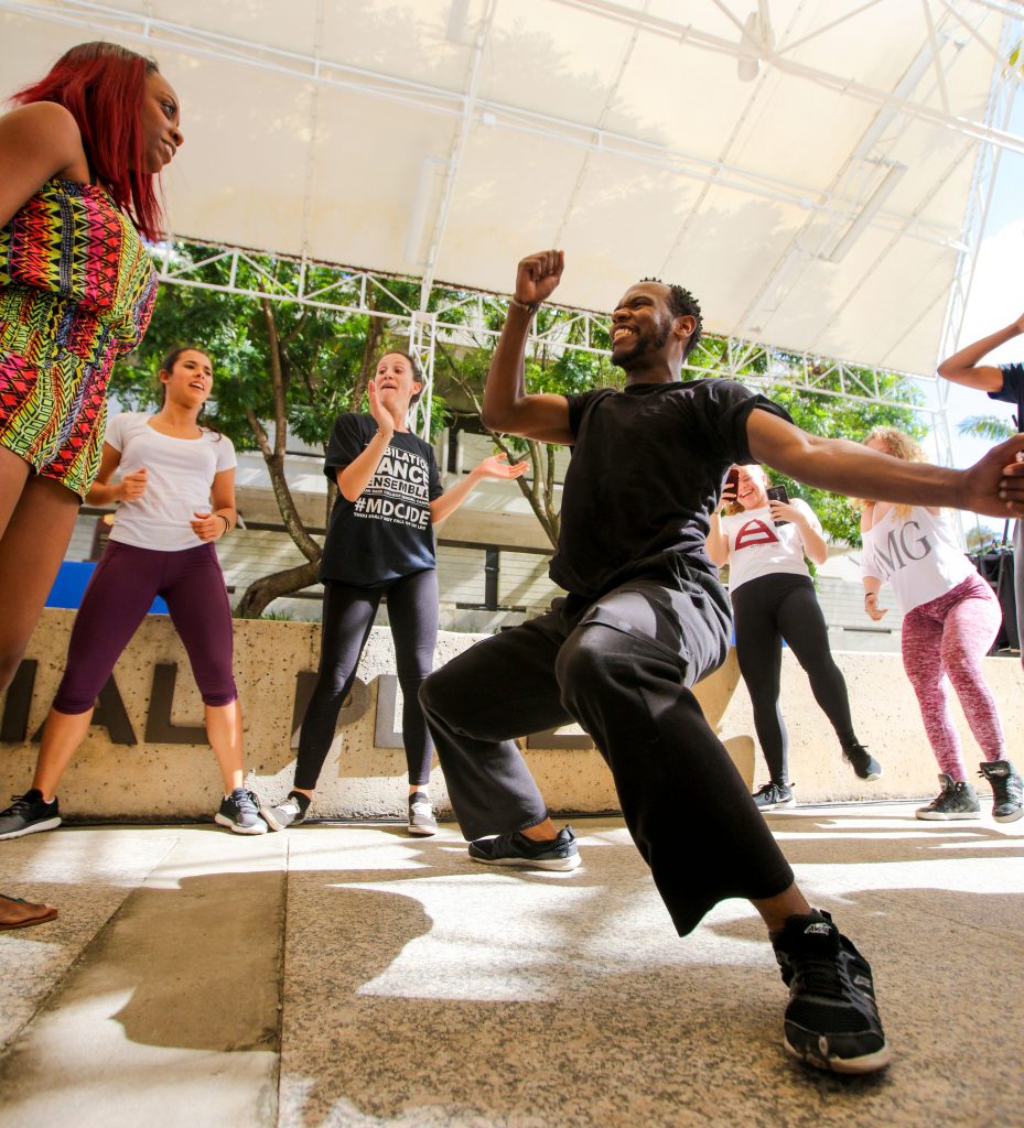 Students dancing.