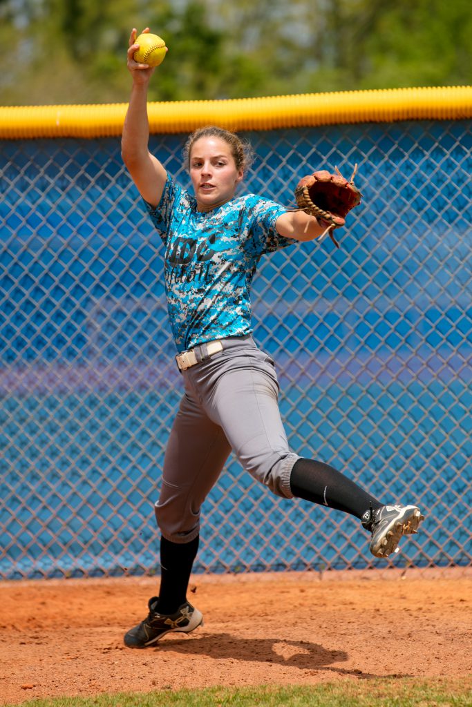 Chiara Biasi pitching during practice.