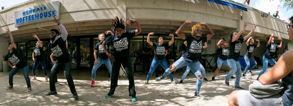 Students dancing.