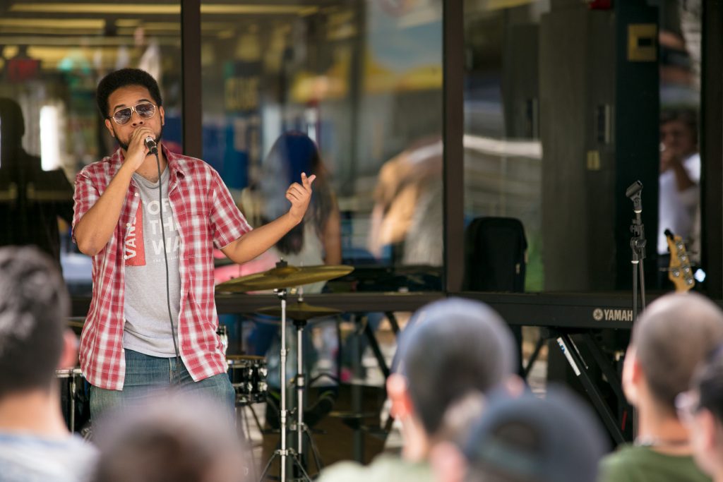 Young student rapping.