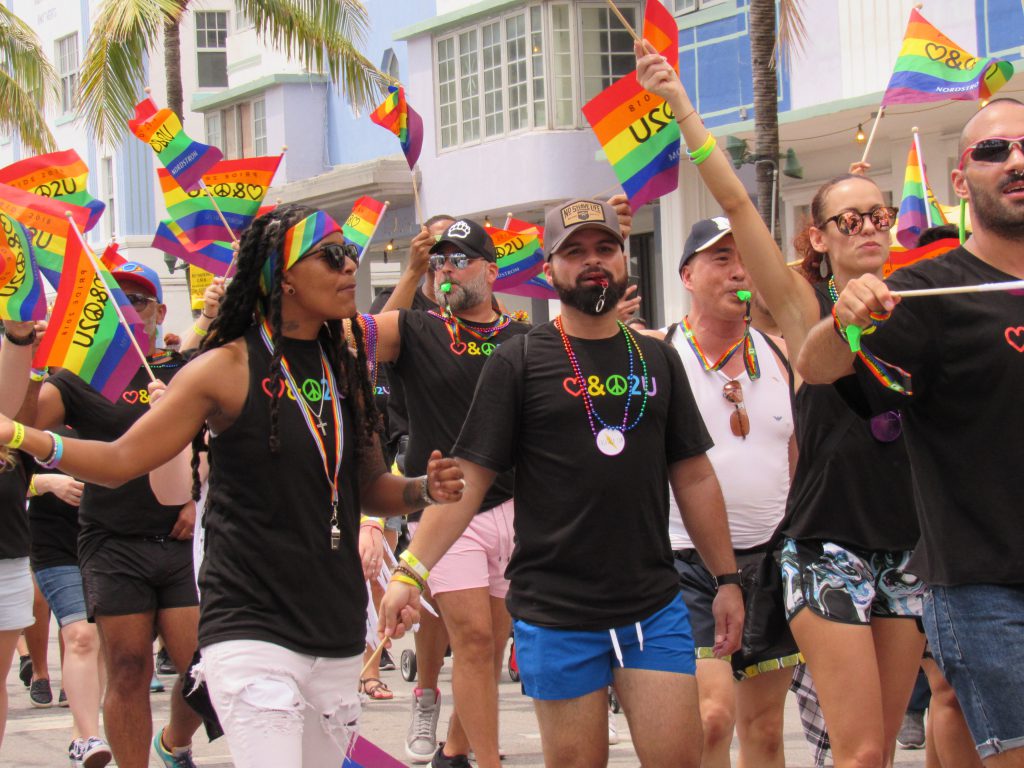 People marching at the Pride Parade.