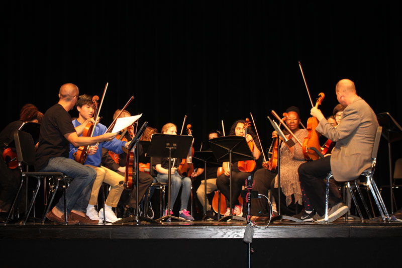 NWSA's Viola Ensemble performing on stage.