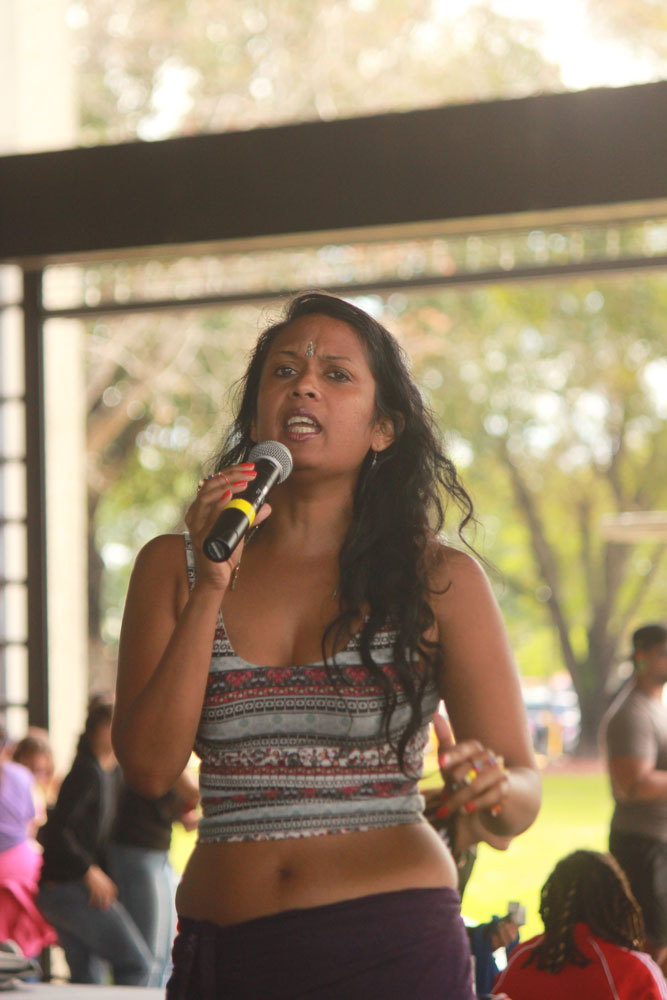Student reciting a poem.