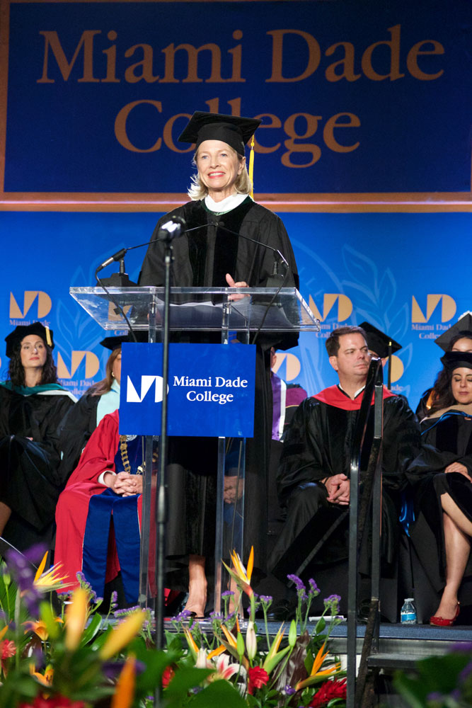 Julie Grimes giving a speech.