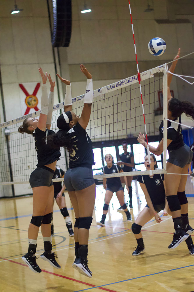 Lady Sharks volleyball player during practice.