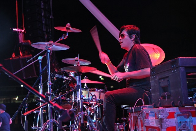 Alejandro Angee playing the drums.