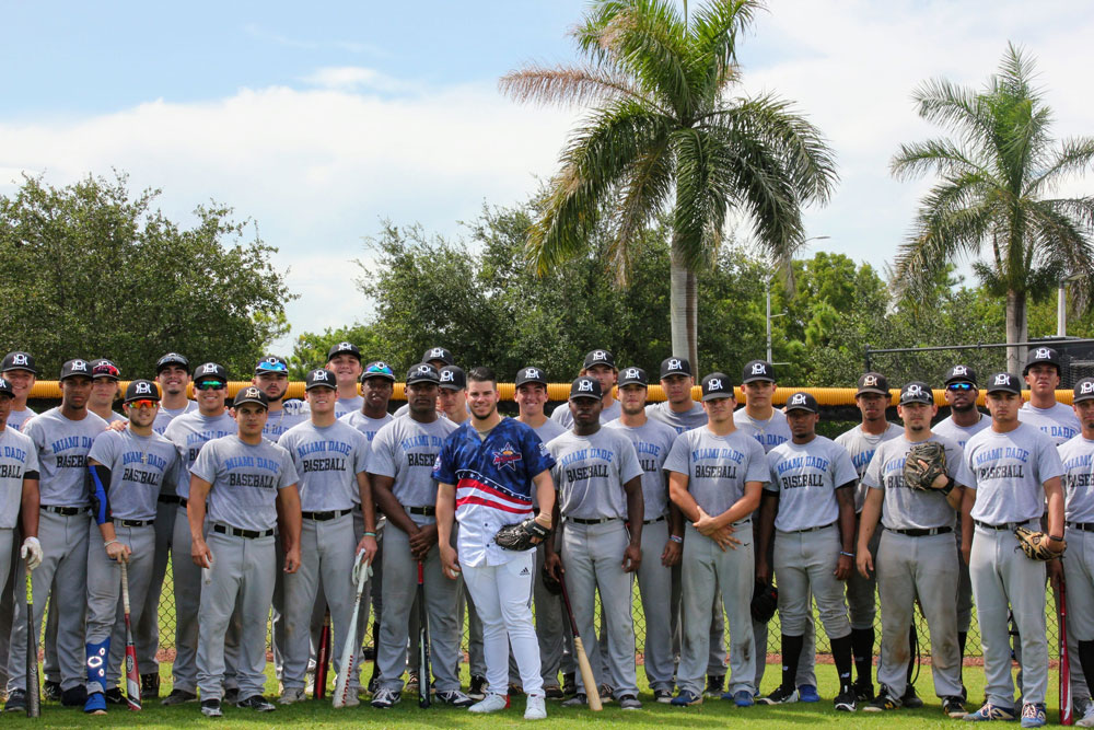 Yusniel Padron-Artiles with the current MDC baseball team.