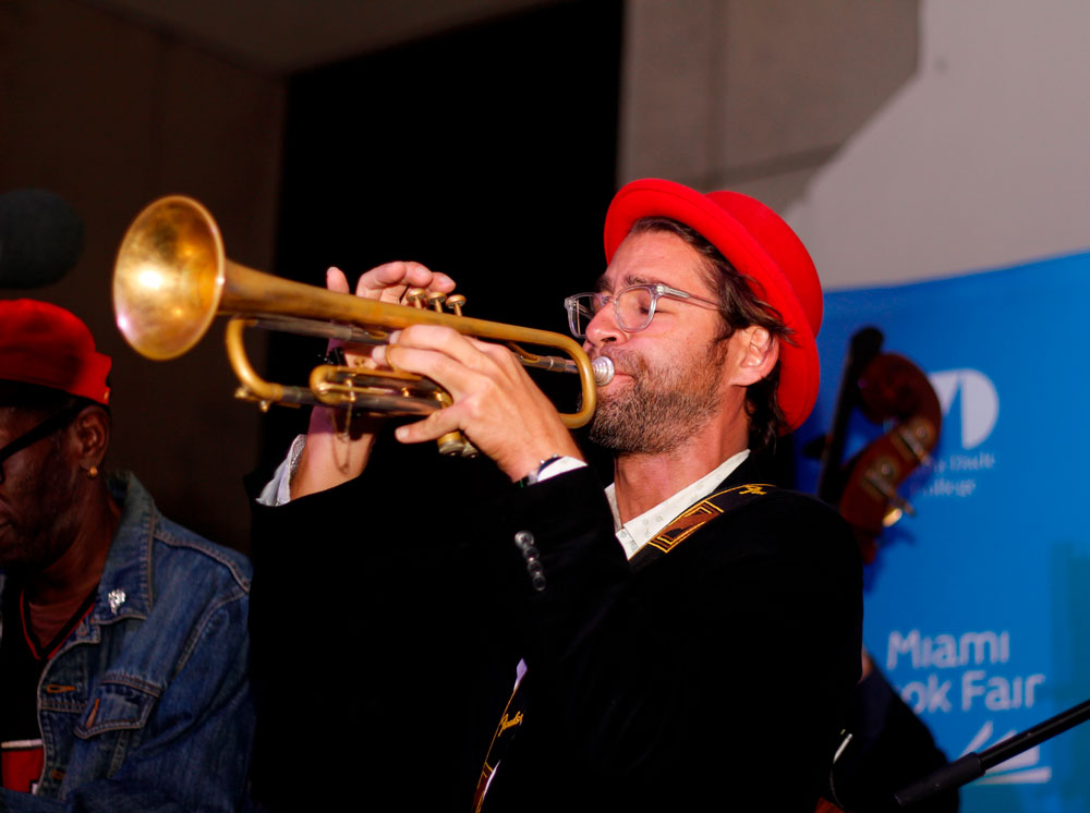 Vincent Raffard playing the trumpet.