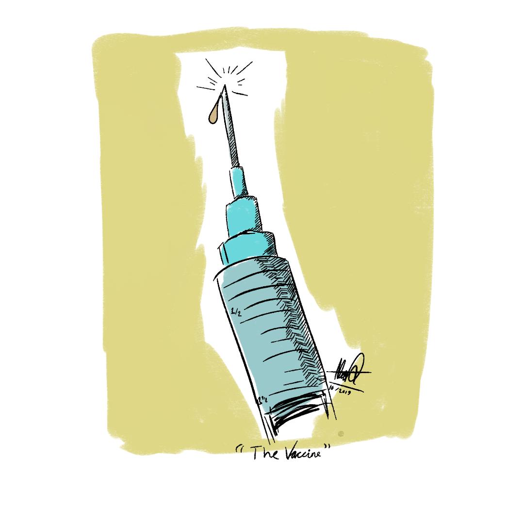 Flu shot illustration by Alexander Ontiveros.