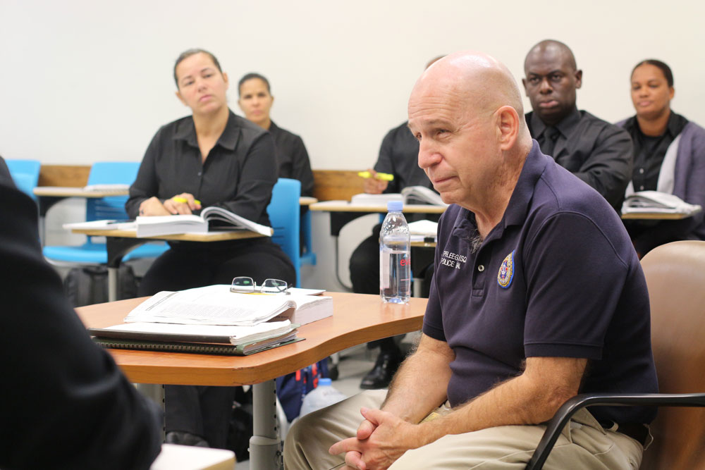 Pfleegor in class with his students.