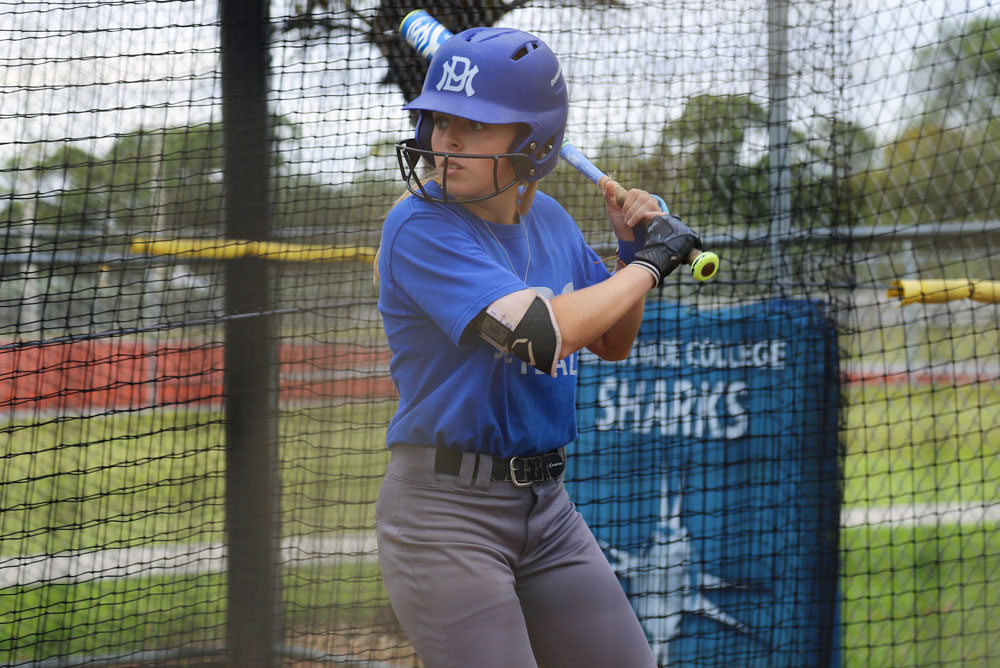 Amber Dalfonso practicing her batting.