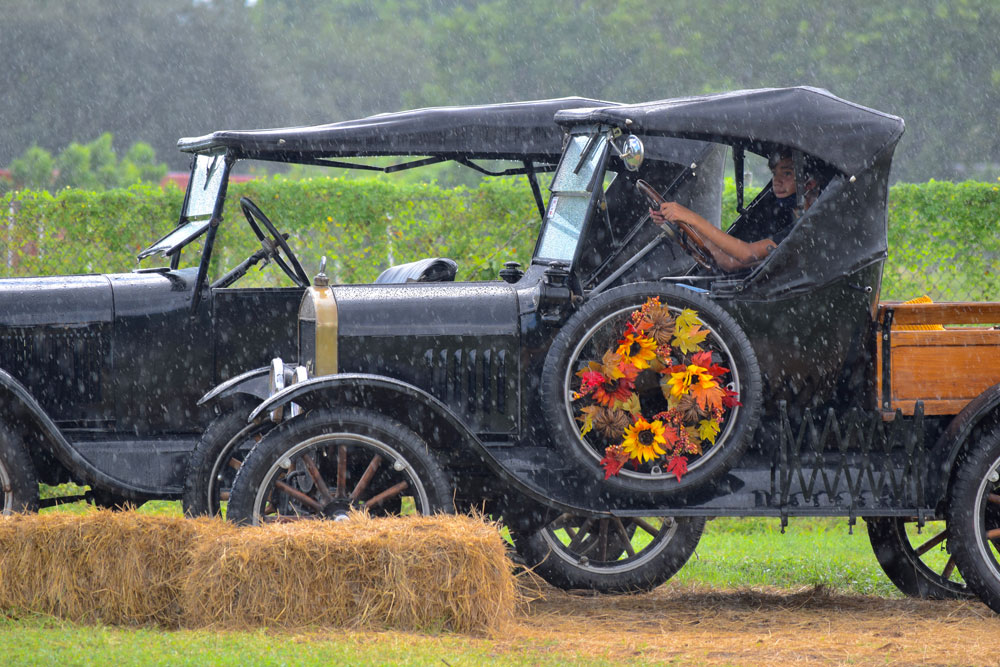 Waiting for the rain to pass.
